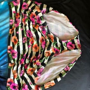 Black and white floral stripe swim bottoms